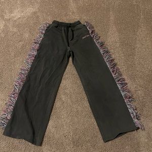 Grey acid wash and multicolor pants